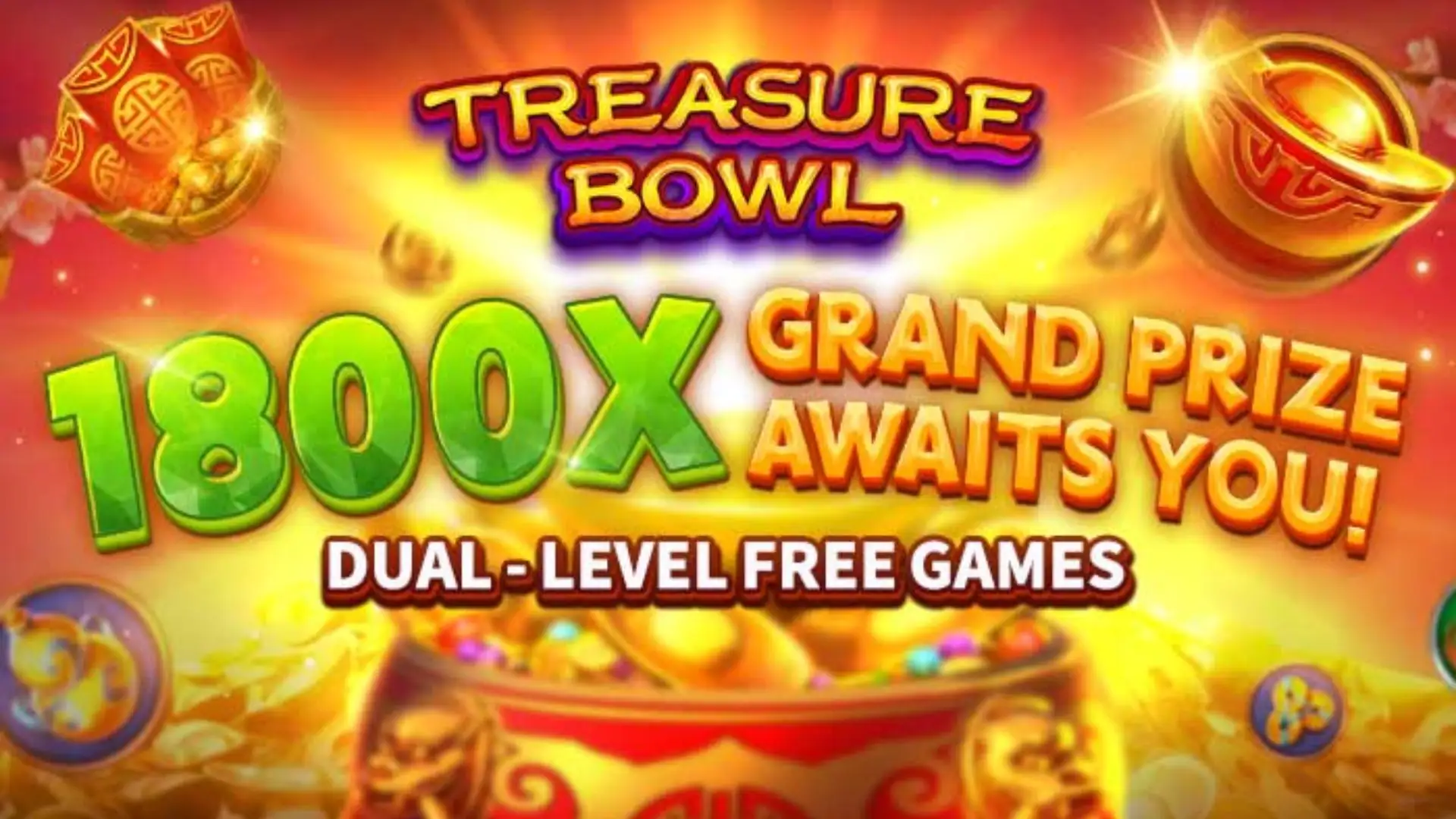 Multiplicadores Treasure Bowl ela777 - 7777x Máximo com Tigela Dourada